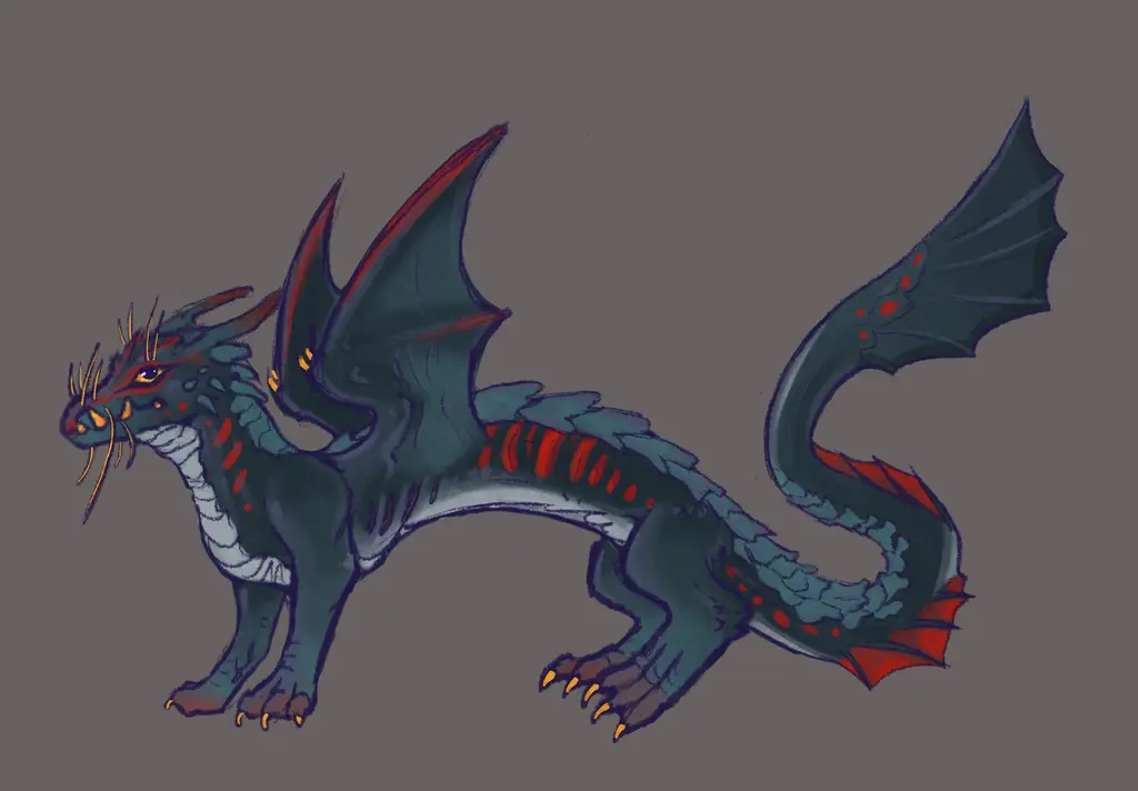 A simple fullbody sketch of a river dragon design.